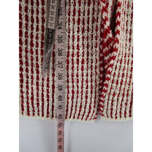 Pol Sweater Small White Open Cardigan Plaid Breathable Duster Preppy - Picture 4 of 10